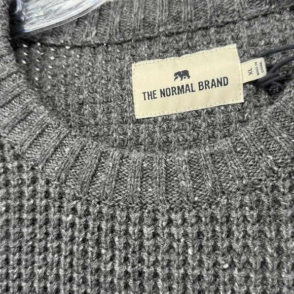 The Normal Brand Mens Seawool Nep Crew Sweater Grey Waffle Knit XL - Picture 4 of 6